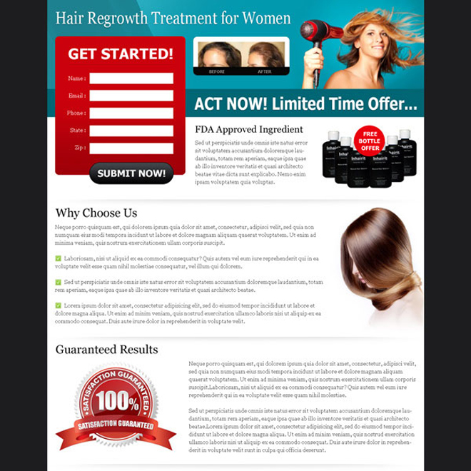 hair regrowth treatment for women optimized and converting landing page design Hair Loss example