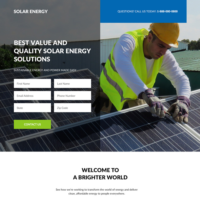 renewable solar energy solutions responsive landing page design Solar Energy example