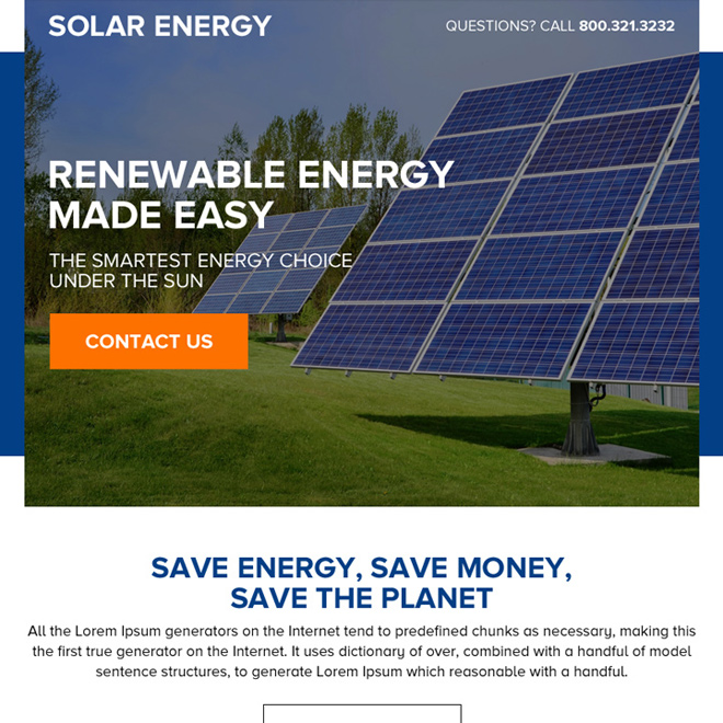 renewable solar energy call to action ppv landing page