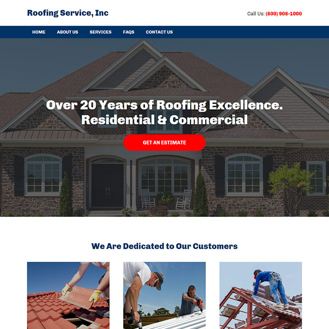 residential and commercial roofing company responsive website design