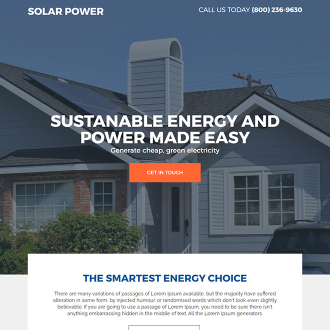 residential solar energy companies responsive landing page design