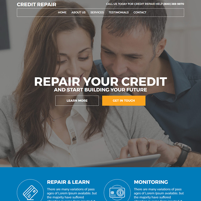responsive credit repair service website design Credit Repair example