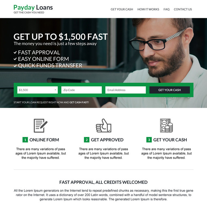 responsive online payday loan business website design