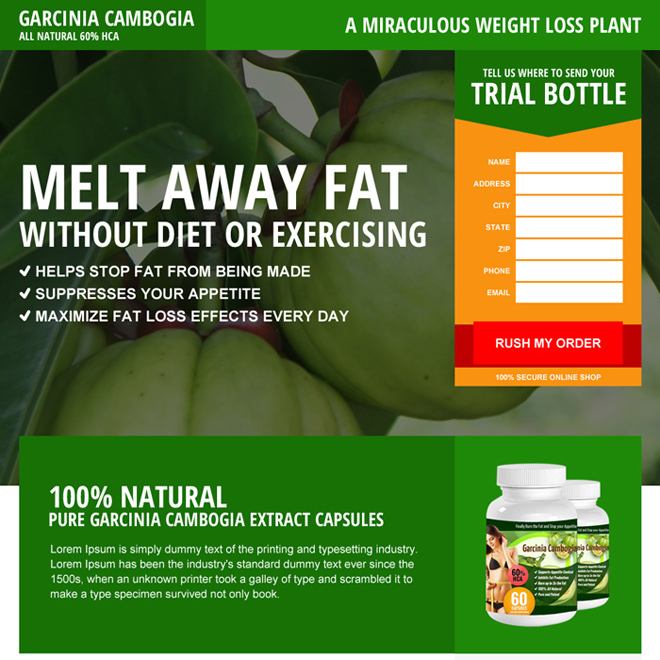 responsive garcinia cambogia lead gen landing page Weight Loss example