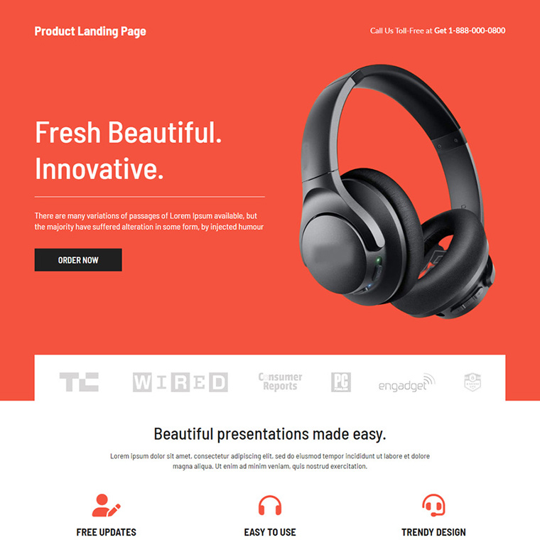 product selling responsive ecommerce landing page design