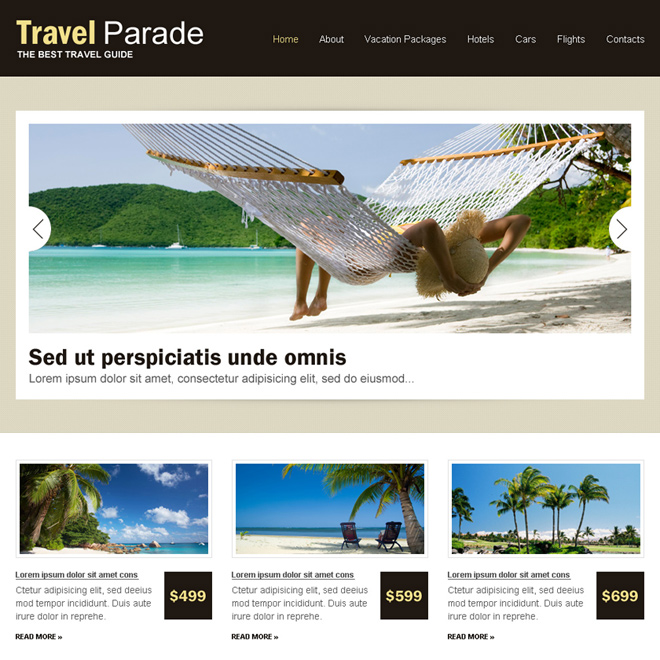 responsive travel business website design template