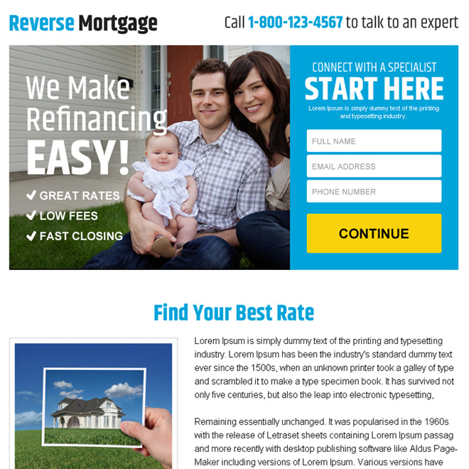 reverse mortgage refinancing ppv landing page design Mortgage example