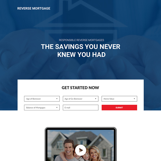 reverse mortgage company responsive landing page design