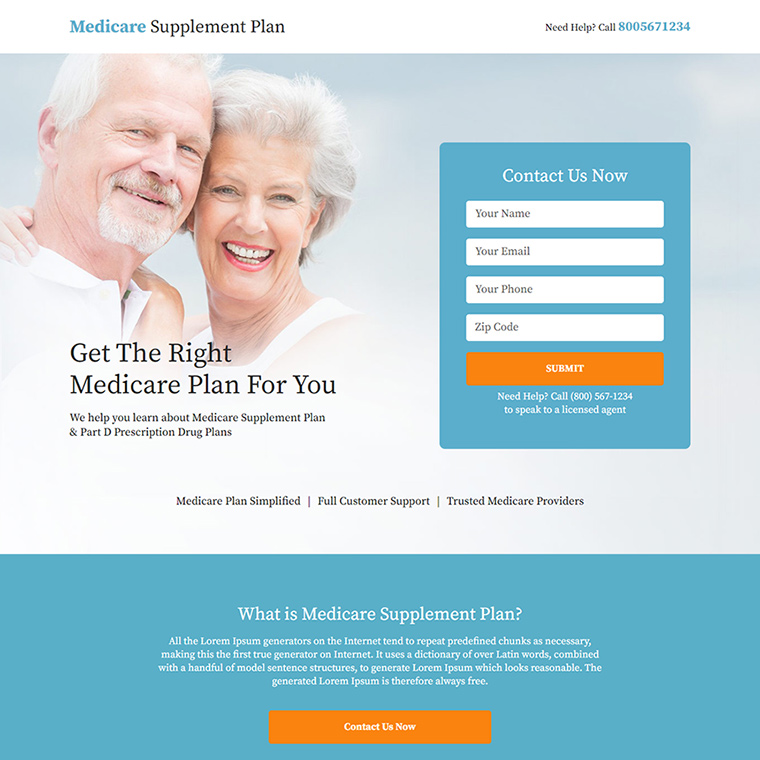 medicare supplement plan responsive landing page Medicare example