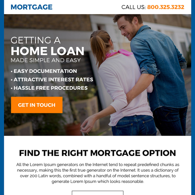 right mortgage option ppv landing page design