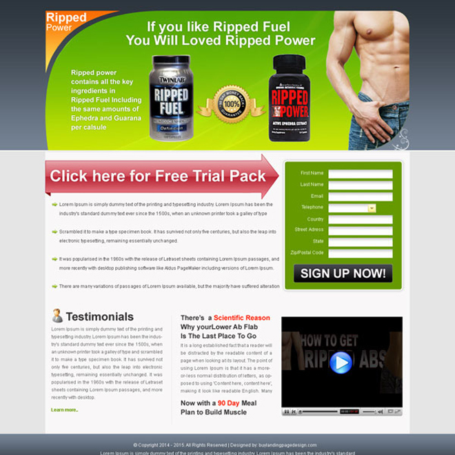 clean and user friendly ripped power body building lead capturing landing page design Bodybuilding example