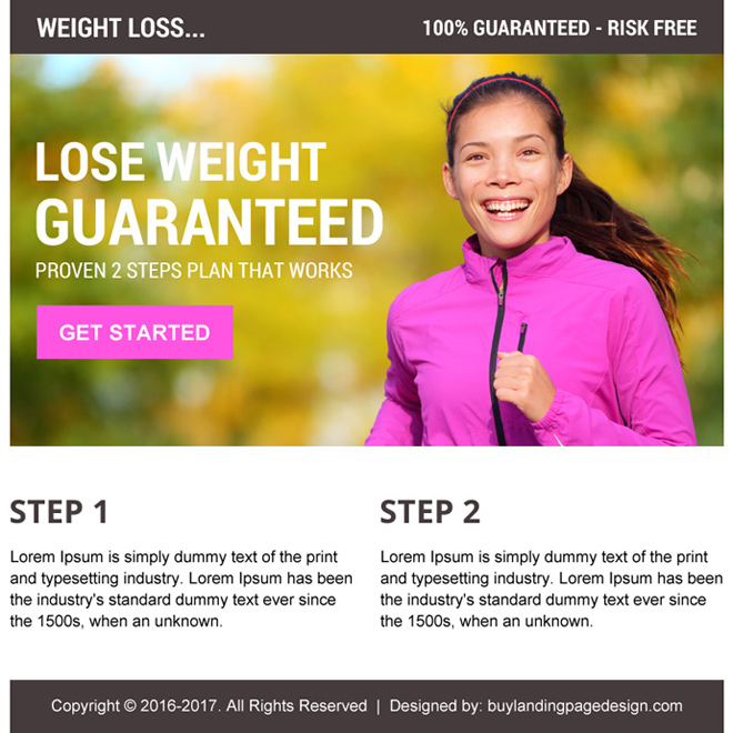 risk free proven weight loss call to action ppv landing page Weight Loss example