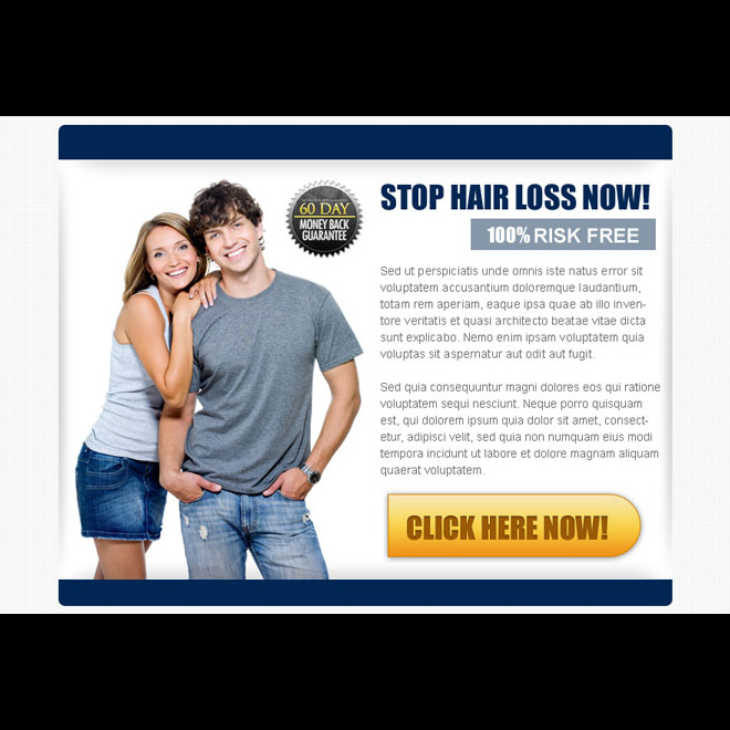 stop hair loss now risk free call to action ppv landing page design Hair Loss example