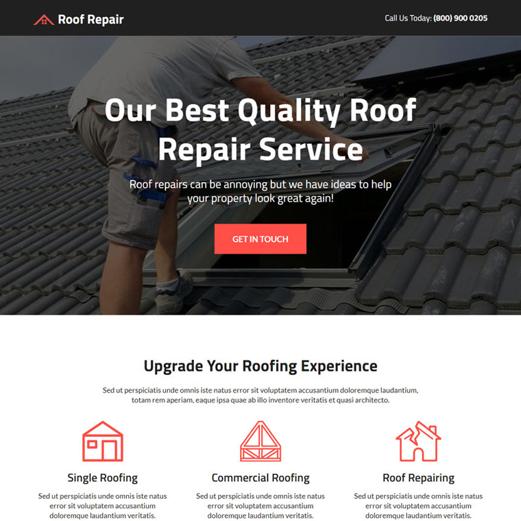 roofing experts lead capture landing page design