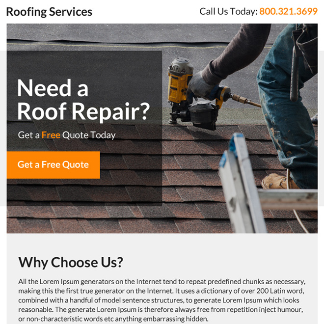 roofing repair service professional ppv landing page design Roofing example