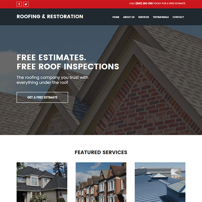 residential and commercial roofing services responsive website design Roofing example