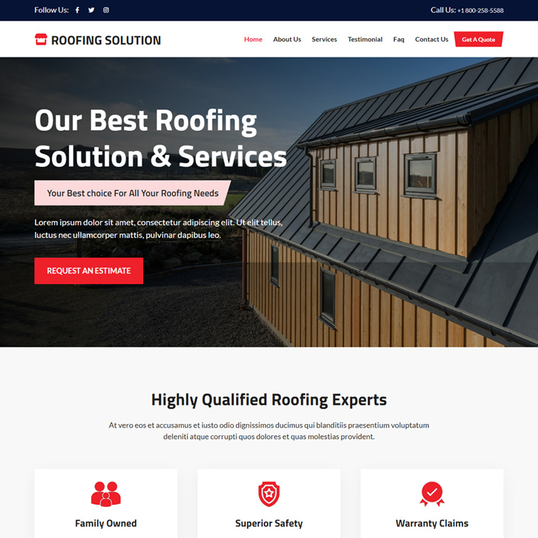 best roofing solution responsive website design Roofing example