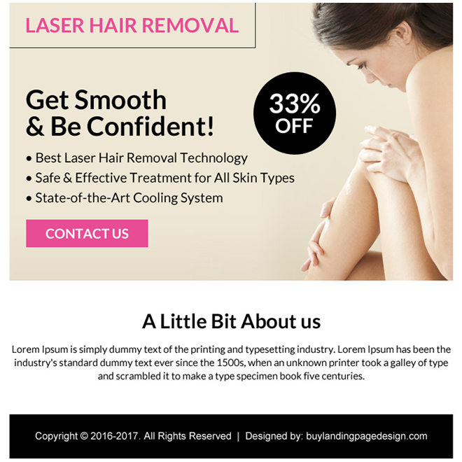 safe and effective hair removal ppv landing page design