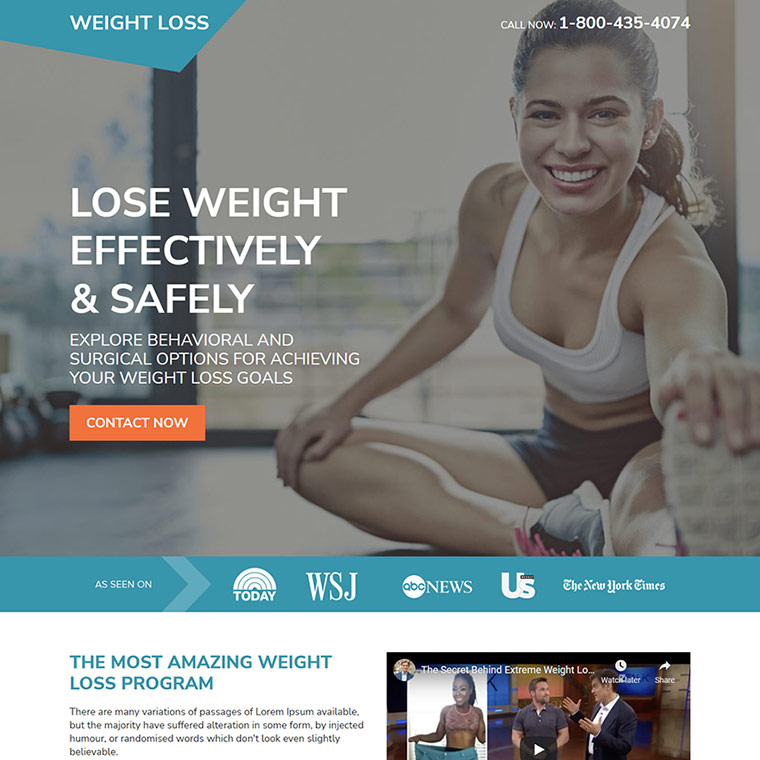 amazing weight loss program responsive landing page Weight Loss example