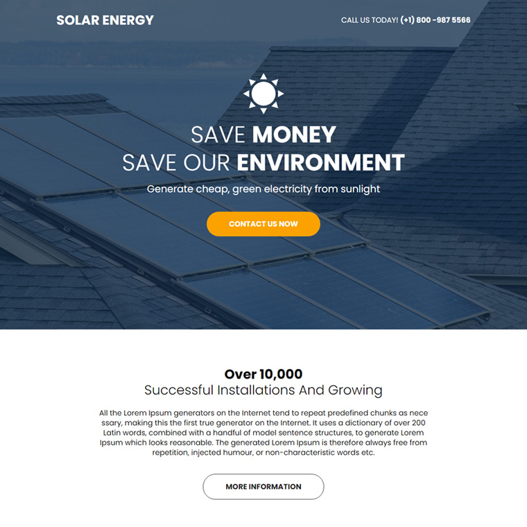 solar energy installation service responsive landing page Solar Energy example
