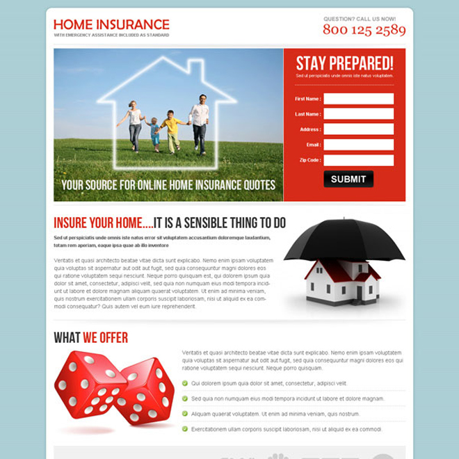 highest converting home insurance landing page design to boost your conversion rate Home Insurance example