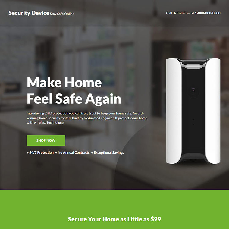 home security system responsive landing page Security example