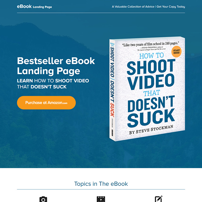 bestseller ebook responsive landing page design