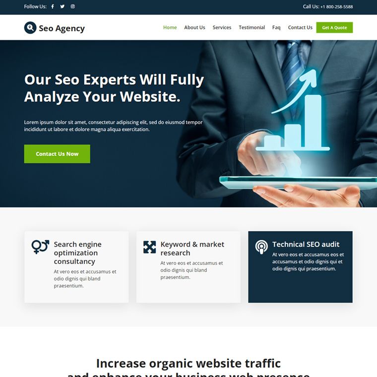 SEO agency responsive website design template Business example