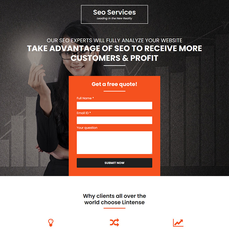 SEO service company responsive landing page