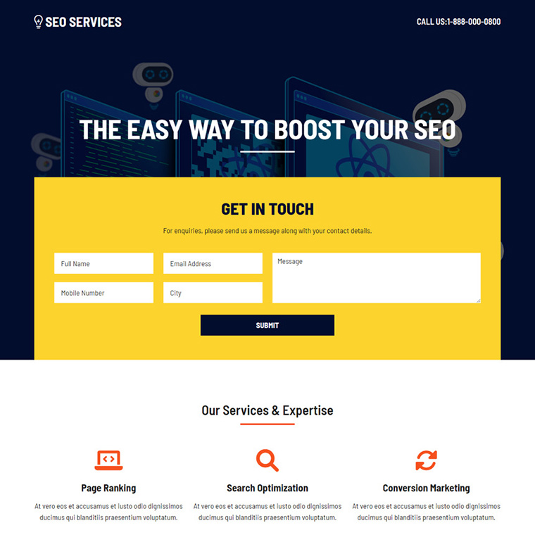 seo service lead capture responsive landing page