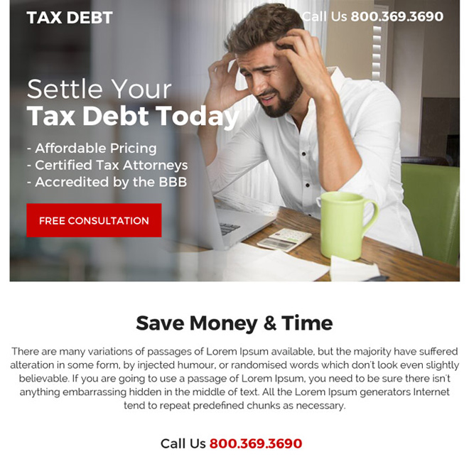 tax debt resolution ppv landing page design Tax example
