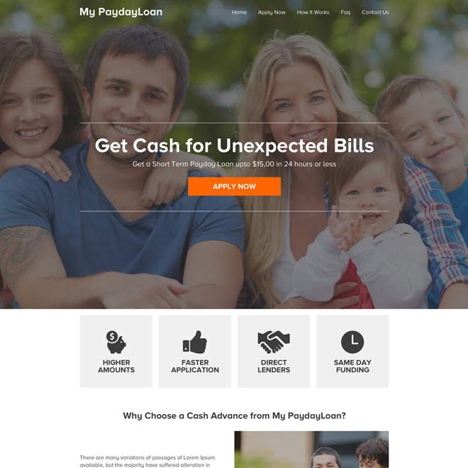 responsive payday loan online application website design Payday Loan example