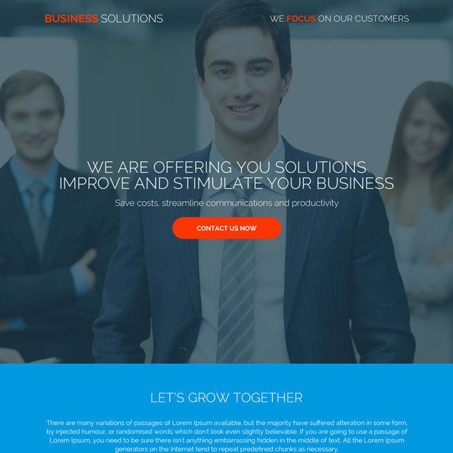 small business solutions responsive landing page designs Business example