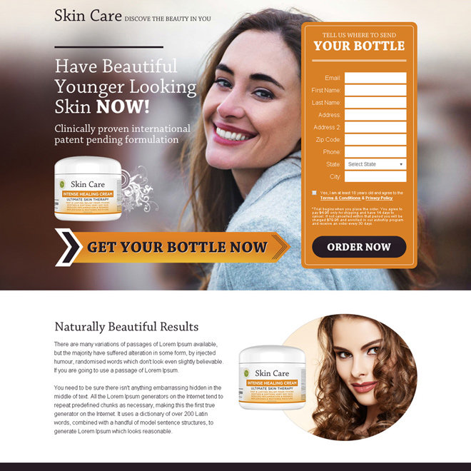 skin care product selling bank page design Skin Care example