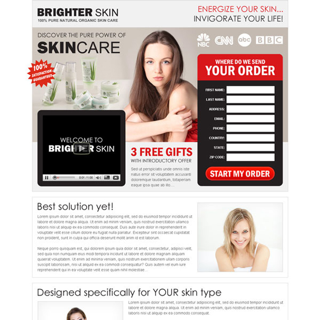 brighter skin care product order now lead form effective and most converting design Skin Care example