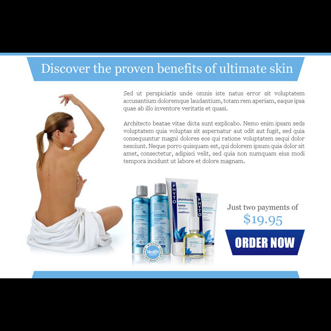 proven benefits of skin care product effective ppv landing page design Skin Care example