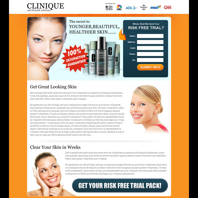 promote your skin care product with our skin care product landing page template Skin Care example