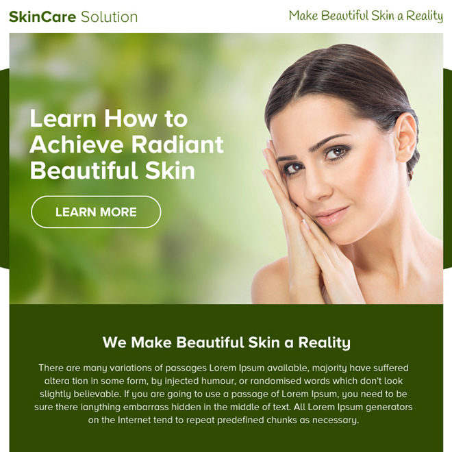 skin care solution ppv landing page design Skin Care example