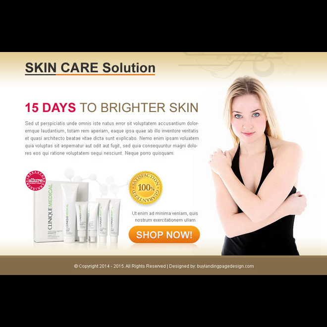 skin care product solution buy now lead capture ppv landing page