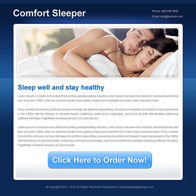 sleep well stay healthy converting ppv landing page design template