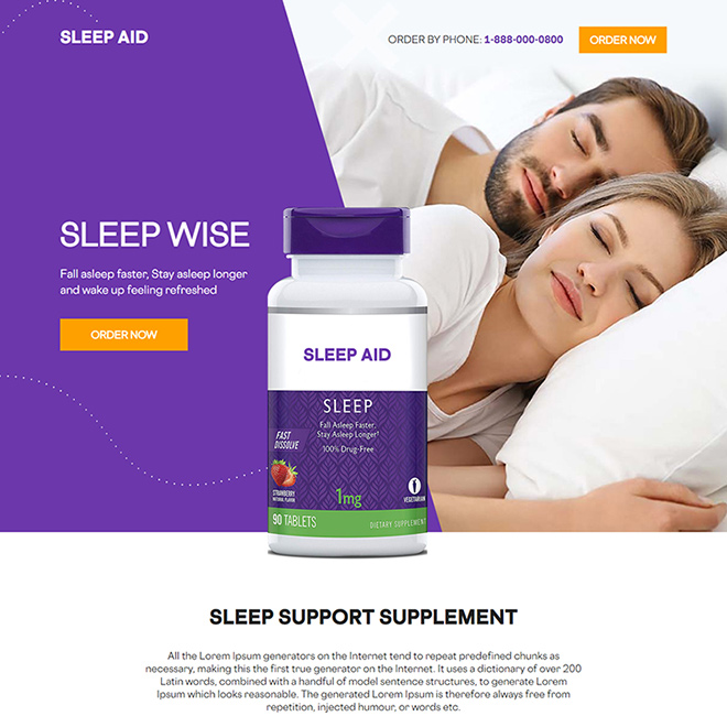 sleeping supplement responsive landing page design