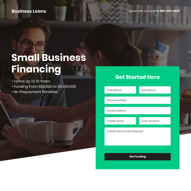 small business funding bootstrap landing page design Business Loan example