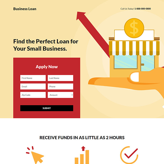 small business funding responsive landing page design Business Loan example