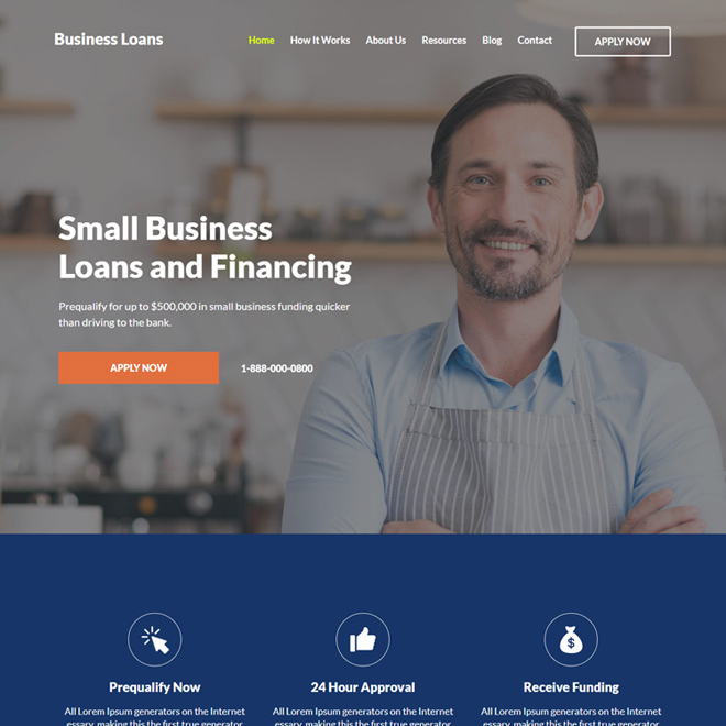 small business loan and financing website design