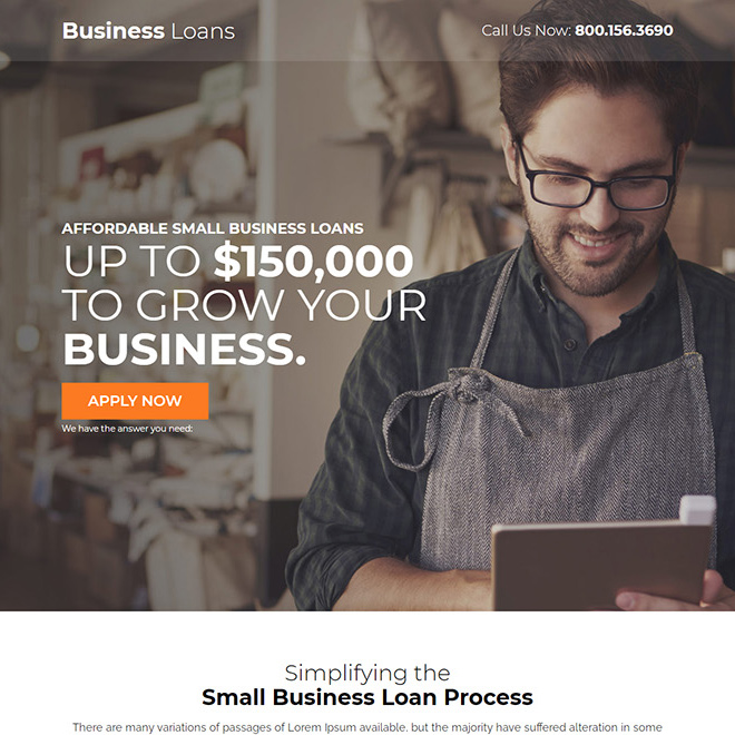 affordable small business loan responsive landing page design Business Loan example