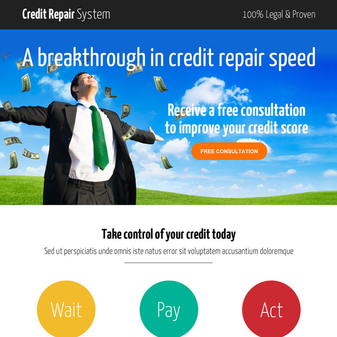 smart credit repair consultation call to action landing page design Credit Repair example