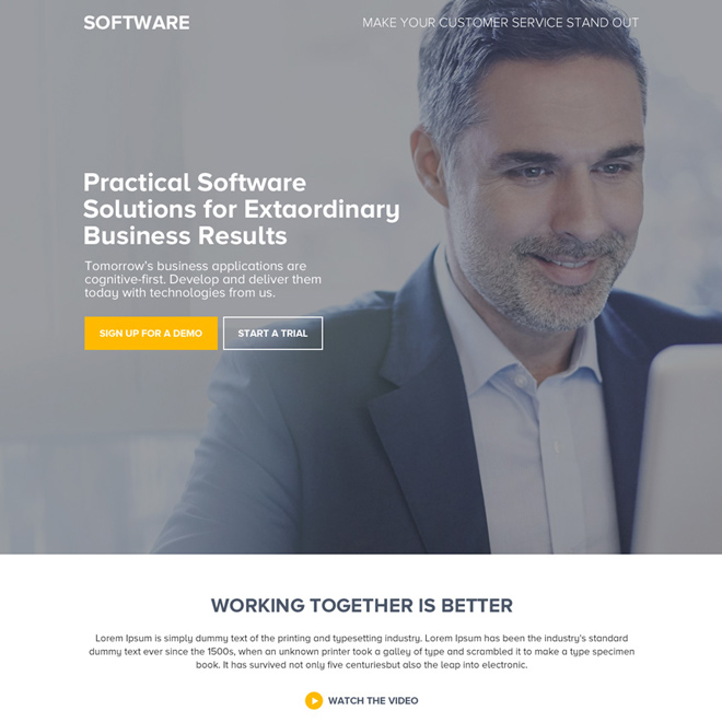 software solution for business responsive landing page