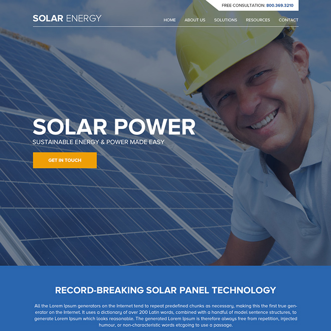 solar panel technology responsive website design Solar Energy example