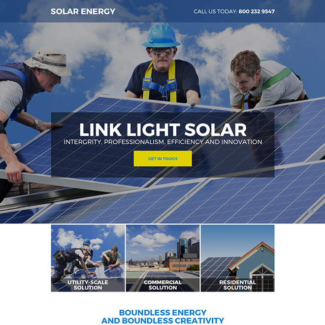 solar energy company responsive landing page