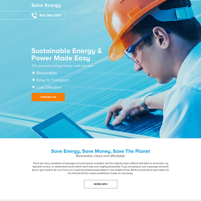solar energy company lead capture landing page design